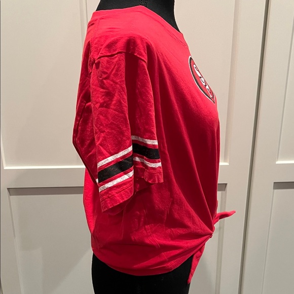 NFL SF Forty Niners Red Women’s Red Tees Short Sleeve Ties in the front Size L - Picture 4 of 7